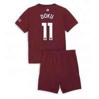 Manchester City Jeremy Doku #11 Tredjedraktsett Barn 2024-25 Kortermet (+ Korte bukser)